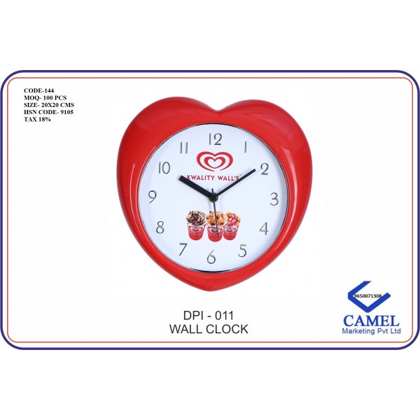 Heart Shape Plastic Wall Clock
